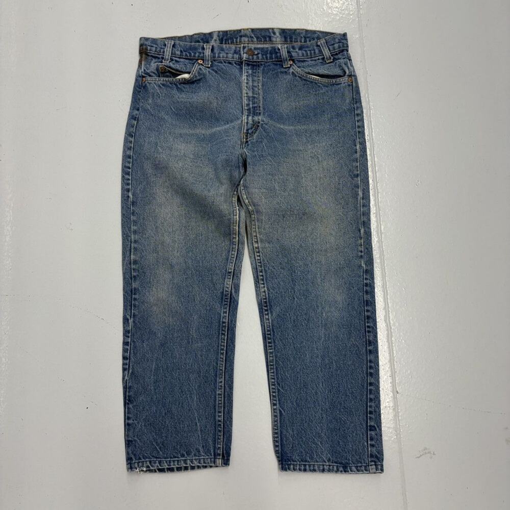 Vintage 80s Levi's 505 Blue Regular Orange Tab Jeans 36x25